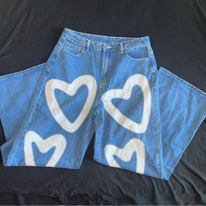 Hand painted blue 90’s jeans